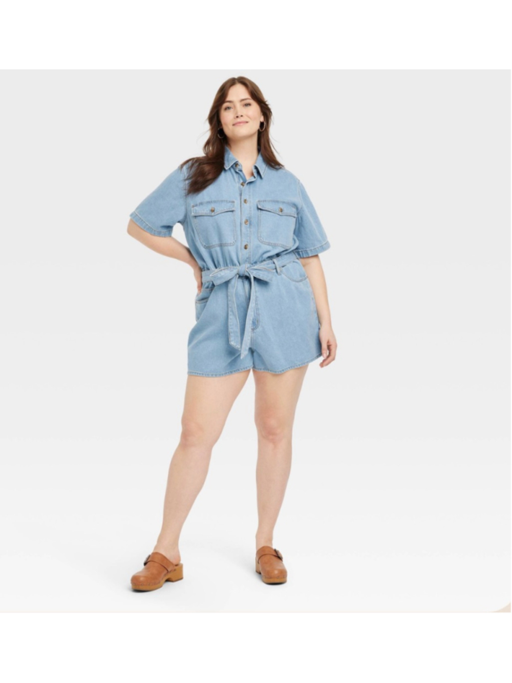 Women's Universal Thread Denim Romper Juniors 17 Light Blue